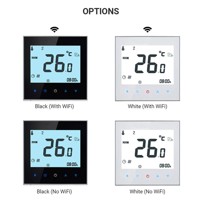 Standard-elektroheizungsthermostat Mit 5+1+1-tage-programmierung, Smart-touch-steuerung, Modell Bht-1000-gb, Weiß.
