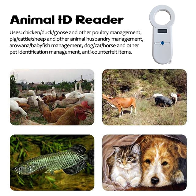 Ohrchip-lesegerät, Tieridentifikationslesegerät, Haustierchip-lesegerät, Hunde-lesegerät, Inklusive Batterie.
