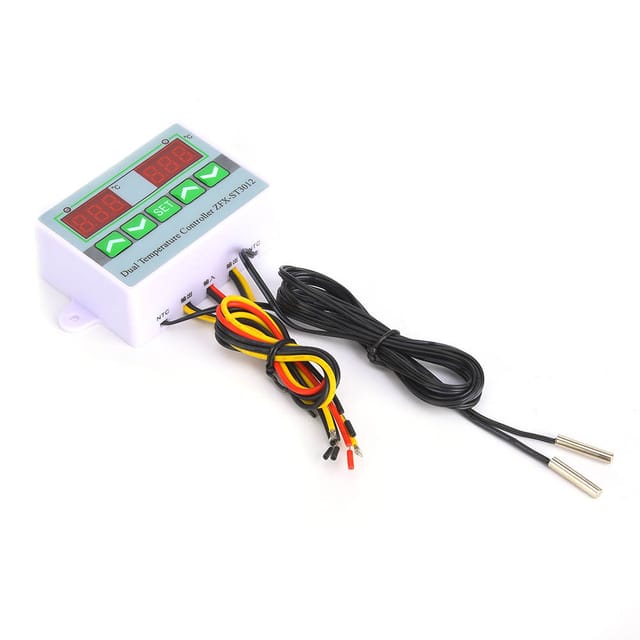 St3012 Doppeltemperaturfühler Dc12v/24v/ac220v, Duale Temperaturregelung, Digitalanzeige, Intelligenter Temperaturregler Ac220v