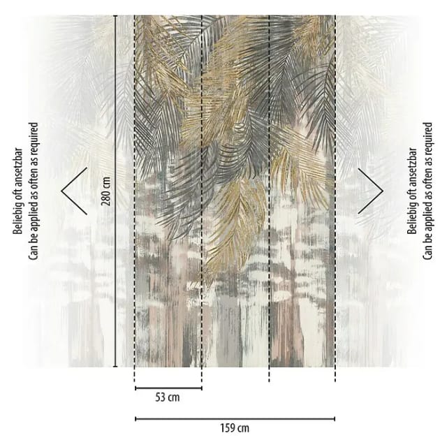 A.S. Création Vliestapete 'The Wall II' Palmen hängend grau 3-teilig 1,59 x 2,80 m