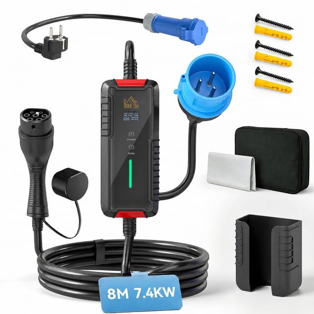 Ev-ladestation Wallbox 11 Kw Mit Display Und Rfid-authentifizierung, E-auto-ladegerät, Tragbar, Schwarz