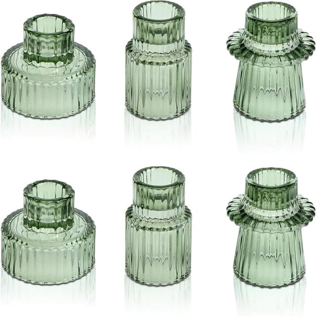6er Set Glas Kerzenhalter Transparent, Teelichthalter 2 In 1 Für Hochzeit Aus Lebensmittelechtem Werkstoff