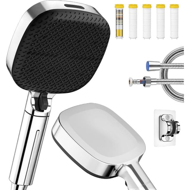 Duschkopf Air-turbo Hochdruck, Set Mit 5 Anti-kalk-filtern, Wassersparend, Badezimmer Und Entspannendes Bad