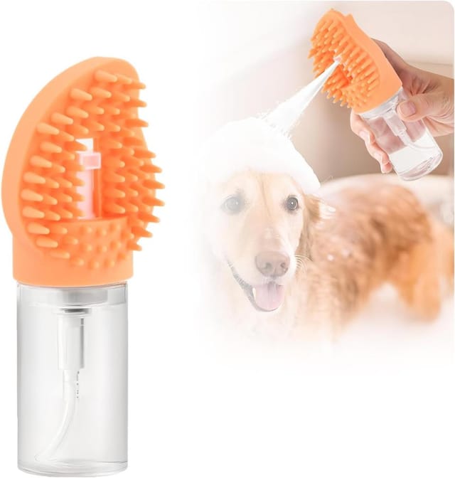 Fellpflegebürste Massage Weich Hund Katze, Silikon Shampoospender, Tierbad Haare Zuhause