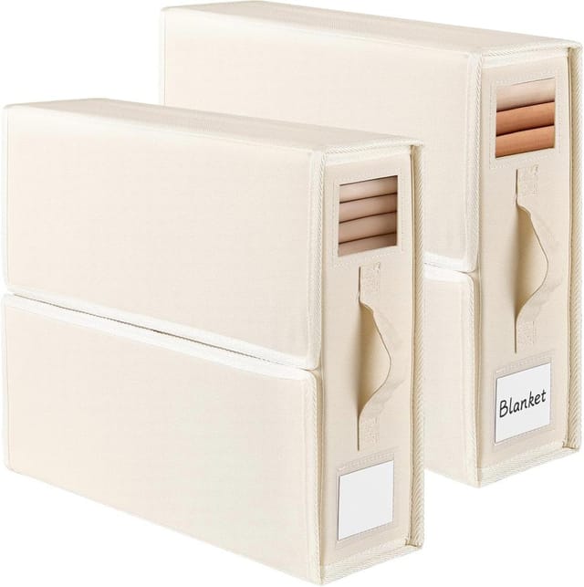 2er Pack Aufbewahrungsboxen Oxford-gewebe Faltbar, Fenster Etikett Unter Betten, Kleidung Schrank Griffe