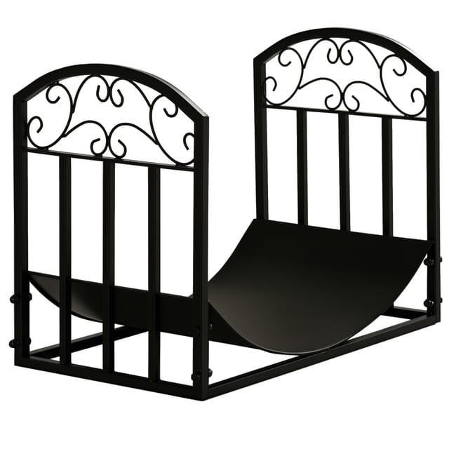 Kaminholzregal Im Schmiedeeisen-look, 60,5 X 36 X 46,5 Cm, Metall Pulverbeschichtet, Belastbar Bis 60 Kg