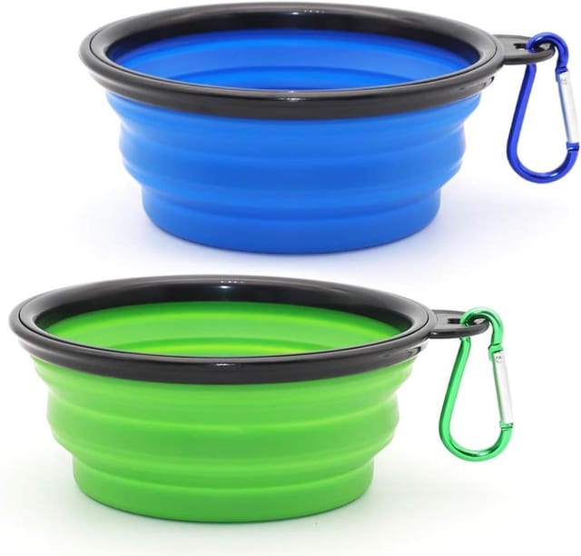 2er Set Faltbare Reisenpfe Aus Silikon Fur Hund Und Katze, Portable Wassernpfe Fur Spaziergang