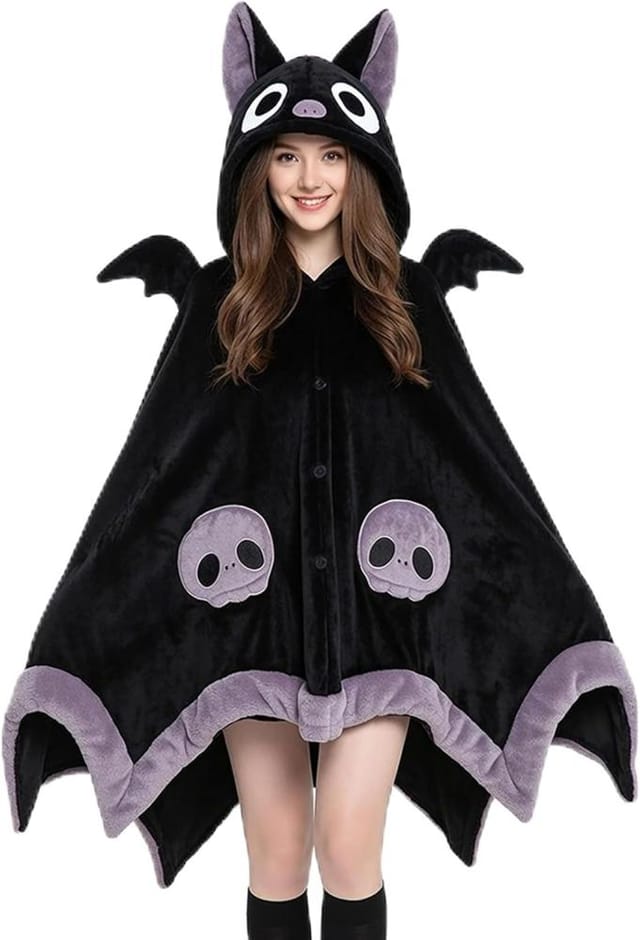 Kapuzen-decke Niedliche Fledermaus, Erwachsene Cosplay Weich, Fleece-umhang Halloween Geschenk Gemuetlich