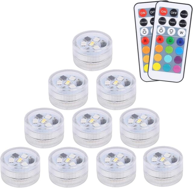 10 Rgb Led Unterwasserkerzen, Buntes Wasserdichtes Licht, Mit 2 Fernbedienungen, Für Bad, Pool Und Vase