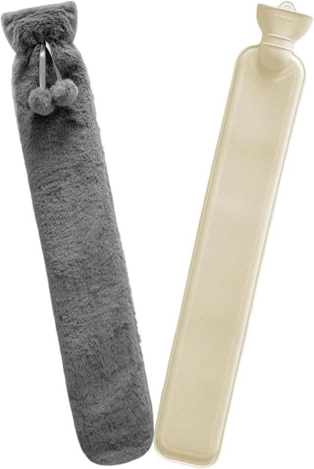 Extra-lange Waermeflasche Flieder, Superweiche Fleece-huelle, Bequem Schmerzlinderung Kalte Naechte