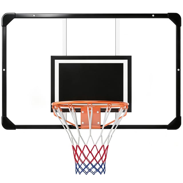Basketball-wandanlage 113 X 61 X 73 Cm, Transparente Rückwand, Stahlring Ø 45 Cm, Nylon-netz, Mit