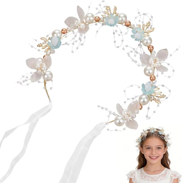 Blumenhaarkrone Kinder, Party Verstellbar, Hochzeit Kommunion, Blumen-accessoires, Rosa, Elastisch Weich