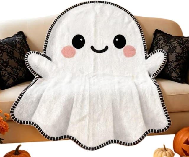 Weiche Niedliche Geisterdecke Halloween, Party Bett Sofa, Fleece Pluesch, Deko Geschenk Originell Bequem