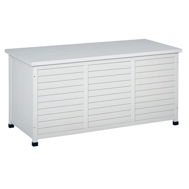 Garten-aufbewahrungsbox Aus Holz, 127 X 56 X 60 Cm, Innen 119 X 48 X 49,6 Cm, Tannenholz Lackiert