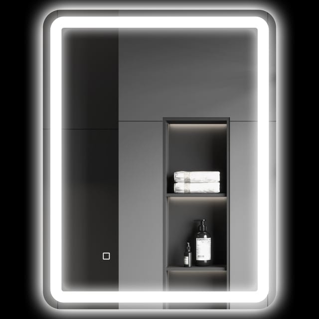 Badspiegel 60 X 80 Cm, Led-hinterleuchtung, Beschlagfrei, Ip44, Dimmbar, Kippschalter, Für Badezimmer