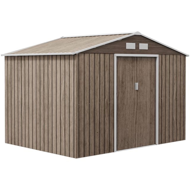 Gartenhaus Stahl Verzinkt, 5,4 M², 2,77 X 1,95 X 1,92 M, Doppelflügeltür Schiebetür, 4 Lüftungsschlitze