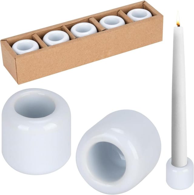 5er Pack Kerzenhalter Keramik Weiß, Bohrung 1,8 Cm Für Tisch Feste Für Auto Und Wohnmobil