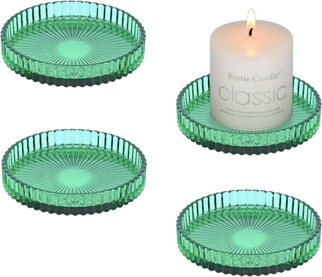 4er Pack Glas Stabkerzenhalter 9 Cm, Kerzenständer Für Feste Tischdeko Mit Präziser Verarbeitung