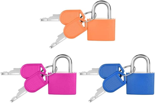 3er Pack Kompakte Gepaeckschloesser, Reise Koffer 2 Schluessel Mehrfarbig, Mini-schloss Sicherheit Verschluss