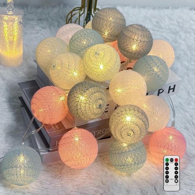 Lichterkette 20 Led Usb, Dimmbare Kugeln Mit Fernbedienung Und Timer, Kupferdraht