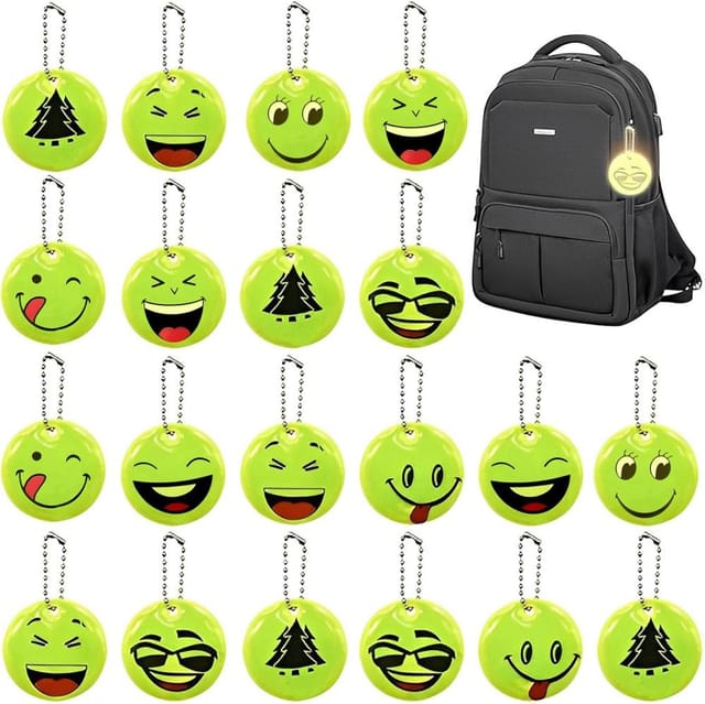 20 Reflektierende Sicherheits-anhänger, Smiley Schlüsselanhänger, Für Rucksack Und Jacke, Nachtsichtbarkeit