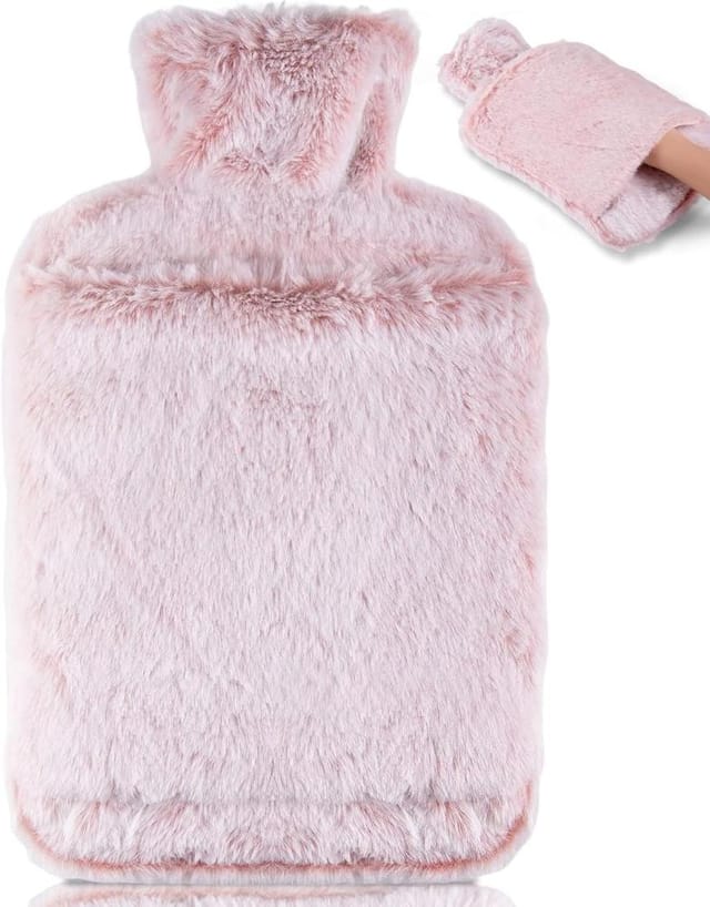 Waermeflasche Mit Huelle Rosa, 2 L Wasserdicht, Känguru-tasche, Weich Bequem Waerme Sofa Geschenk