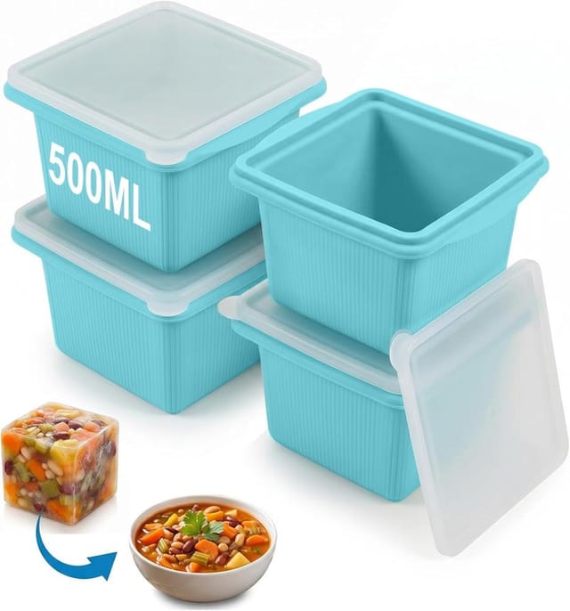 4er Set Silikon-gefrierformen 500 Ml, Groe Eiswurfelbehlter Fur Suppe, Essensportionen
