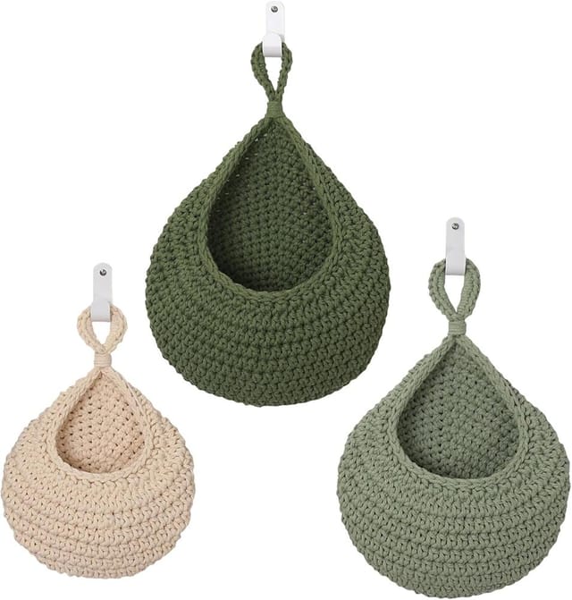 3er Set Hangende Obstkorbe Fur Kuche, Wandmontierter Obstkorb, Platzsparende Aufbewahrung