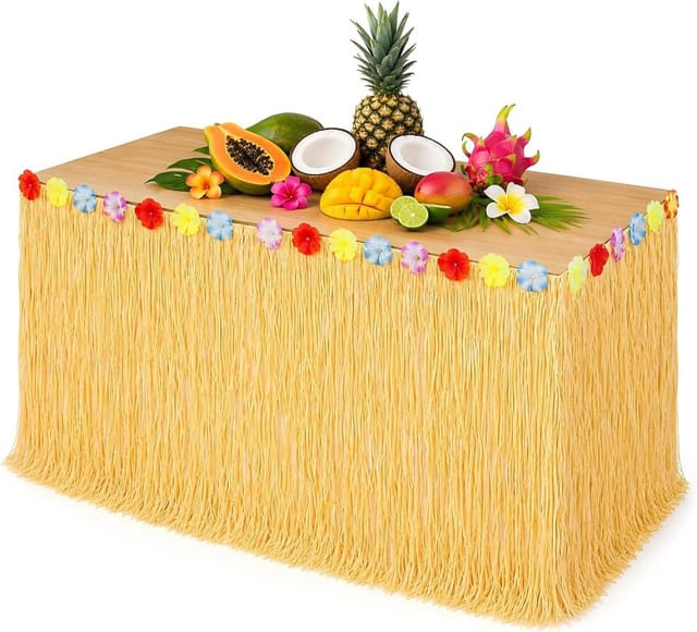 Hawaii Luau Tischrock 275x75cm, Geburtstag Und Tropische Party, Künstliche Grastisch Deko, Zubehör