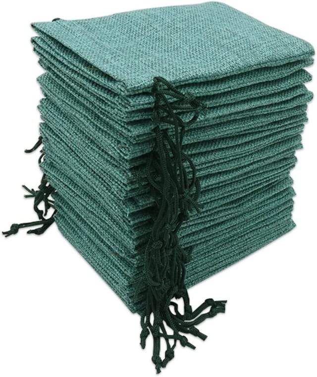 30er Jute-optik Stoffbeutel 10x15cm, Smaragdgrün, Wiederverwendbar, Geschenk- Und Aufbewahrungstaschen