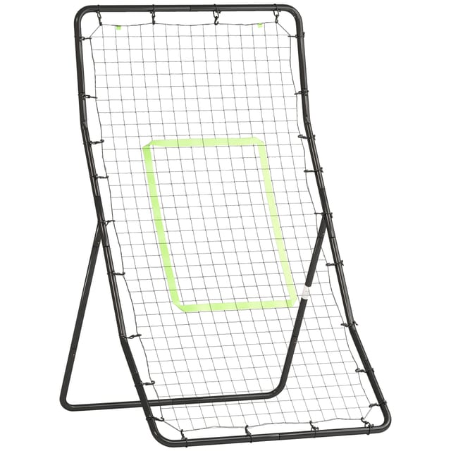 Fußball-rebounder 90 X 80 X 140 Cm, Stahlrahmen, Pe-netz, Zielzone, 4 Bodenanker, Für Zuhause, Schwarz-grün
