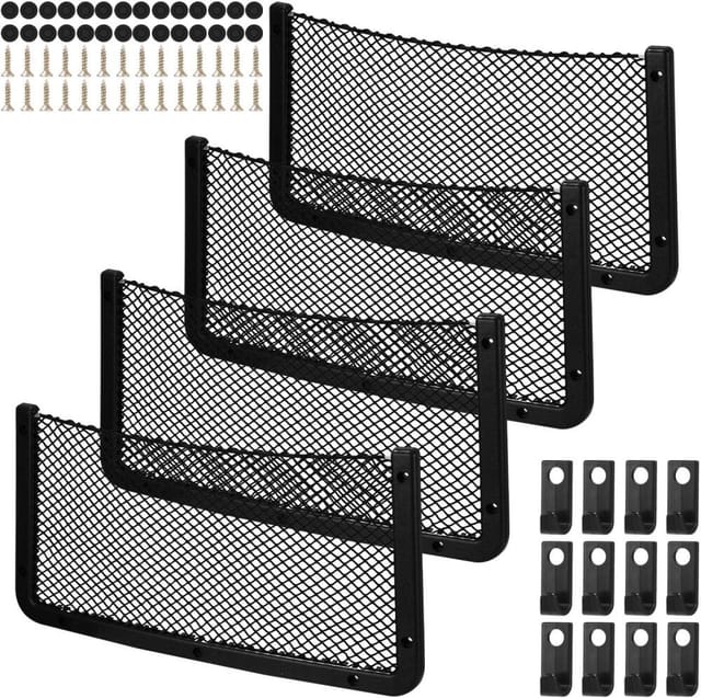 4er Pack Auto-netz-organizer 12 Haken, Kofferraum 40 X 20 Cm Organizer 28 Schrauben Fracht Elastisch