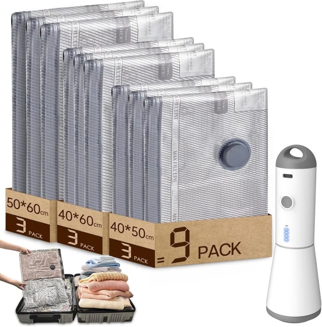 9er Pack Vakuum-beutel Kleidung Staubsauger, Mit Kabelloser Elektrischer Vakuumpumpe, 350 X 60 Cm
