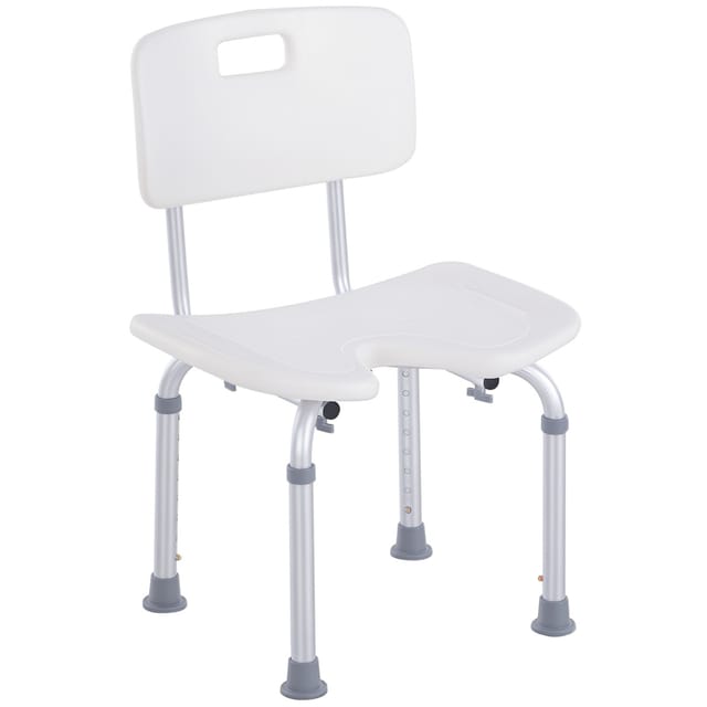 Duschstuhl Mit Hoher Lehne, Aluminium, 6-fach Höhenverstellbar 71-83,5 Cm, Hdpe-sitz, Bis 136 Kg, Rutschfest