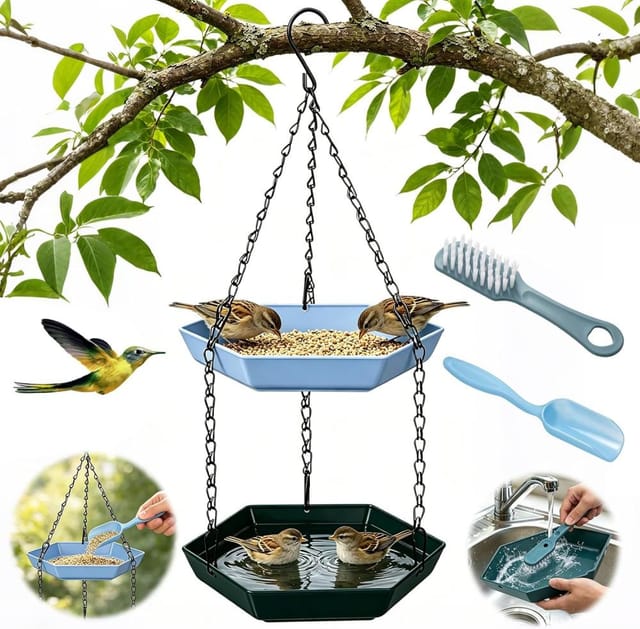 Vogel Tränke Aufhängbar, Wasserspender Zweistufig, Vogelbad Garten Für Den Täglichen Bedarf
