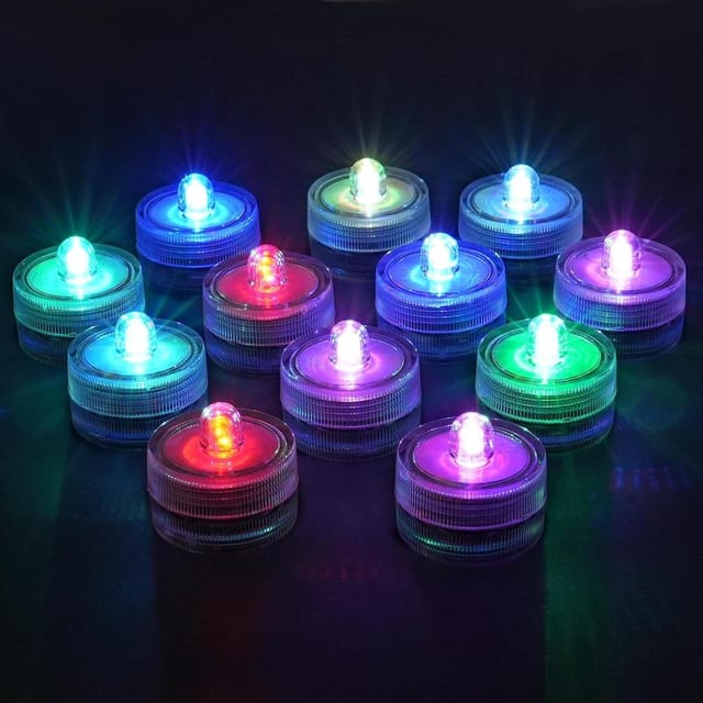 12 Mini Led Unterwasserlichter, Farbwechselnd, Wasserdichte Kerzen Für Vase, Aquarium Und Taufe