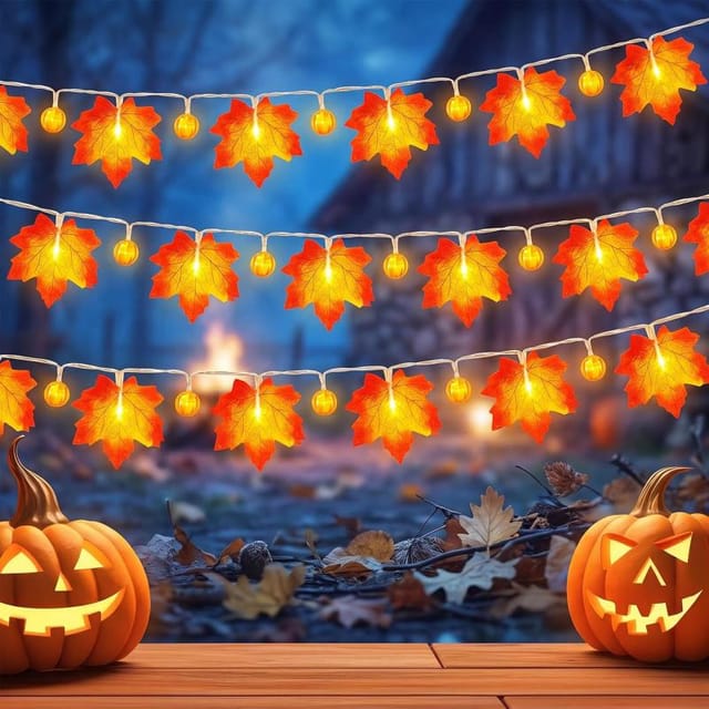 2er Set Herbst-lichterketten 3 M 20 Led, Warme Atmosphäre Für Familienfeste, Deko Veranda Fenster Innenraum