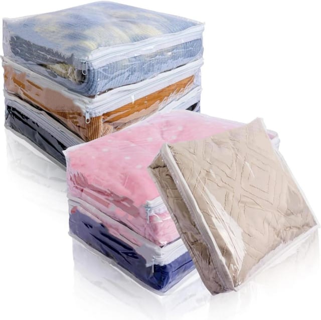 6er Set Aufbewahrungstaschen Aus Transparentem Kunststoff Mit Reihelverschluss, Fur Pullover Und Bettwasche