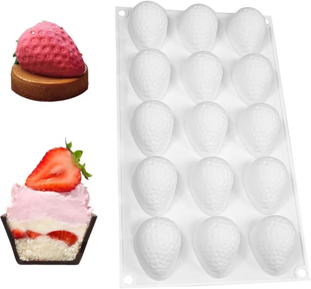 Silikon Erdbeerform 3d 15 Kavitäten, Realistisch Für Schokolade Eis Marzipan Mit Sicherer Verriegelung