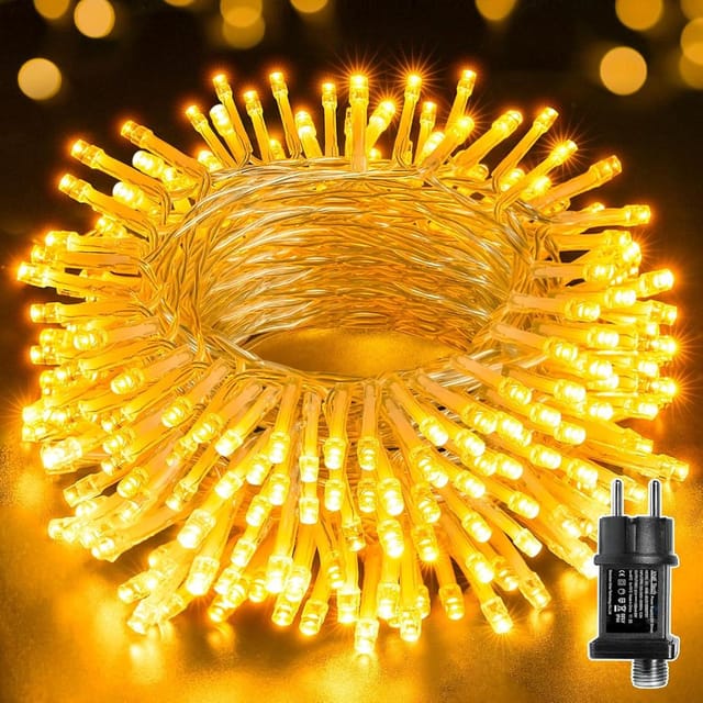 Lichterkette 10m, Ip44, 100 Led Warmweiß, Für Weihnachten Außen Und Innen, Schwarzes Kabel, Baum Und Balkon