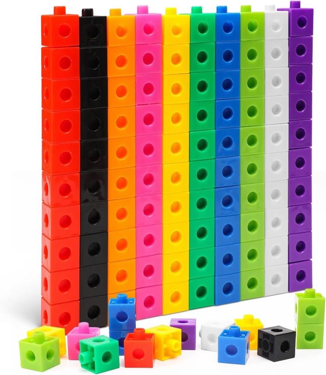 100er Pack Stapelbare Mathematik-wuerfel, Multibasis Abn Manipulationsspiel, Kindergarten Lernen Farben