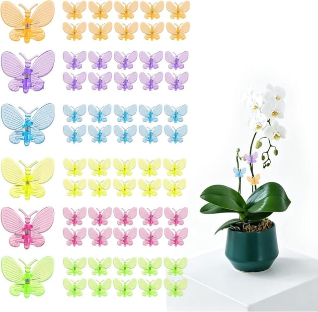 60er Set Bunte Orchideenklammern, Halte-clips Fur Blutenstngel, Schonende Pflanzen-befestigung