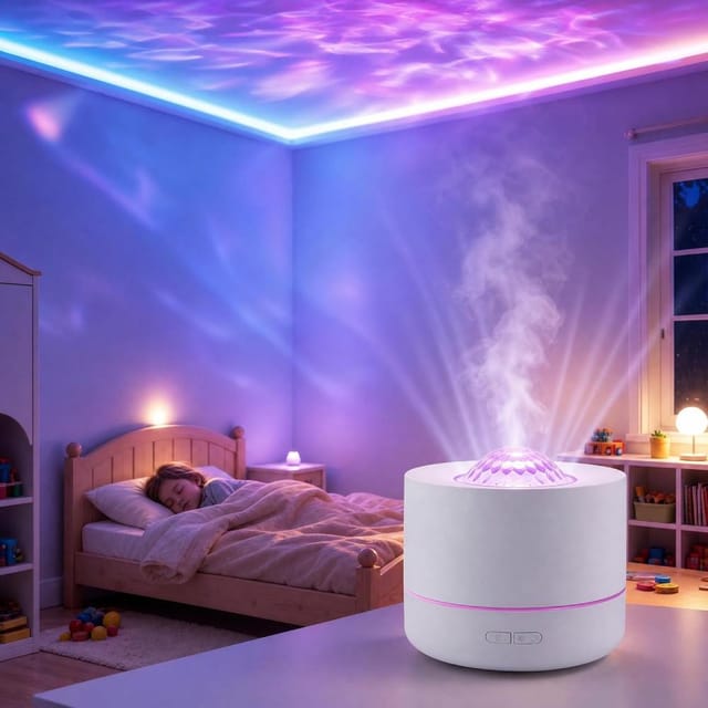 Aroma Diffuser Ätherische Öle Sternenhimmel, Auto Aus Nachtlicht Kind, 6in1 Flamme Zuhause