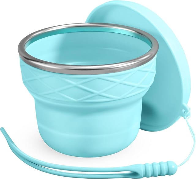 Reisebecher Faltbar Silikon Mit Deckel 200 Ml, Bpa-frei Auslaufsicher Zum Kochen Und Backen