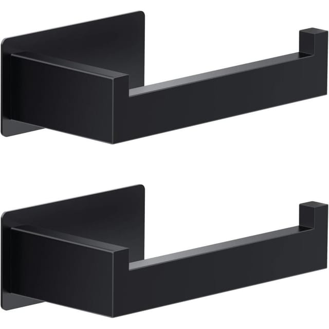 2er Set Wand-toilettenpapierhalter Schwarz Edelstahl 304, Badezimmer- Und Wc-befestigung, Wasserdicht Modern