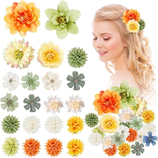 21er Set Hawaii Blumenhaarspangen, Haarklammern Für Frauen, Frisierzubehör Für Strand, Party Und Tropenurlaub
