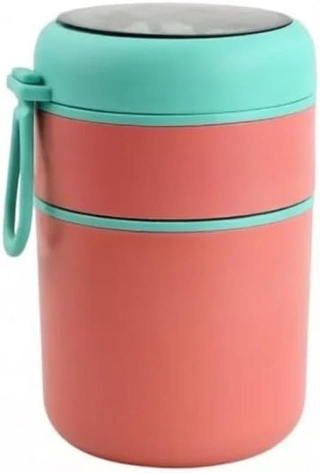 Isolierte Lunchbox Warmes Essen Auslaufsicher, Löffel Inklusive, 530ml+180ml Doppelt Mittagessen