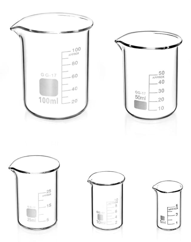 5er Pack Messbecher Borosilikatglas 5-100 Ml, Labor Küche Präzises Messen Ideal Für Outdoor