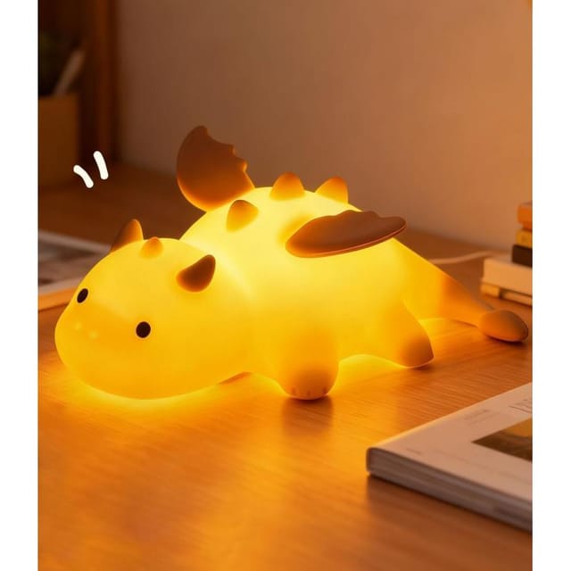 Nachtlicht Tier Aus Silikon 7 Lichtfarben, 3 Helligkeitsstufen, Touch-lampe Kinder Für Schlafzimmer Und