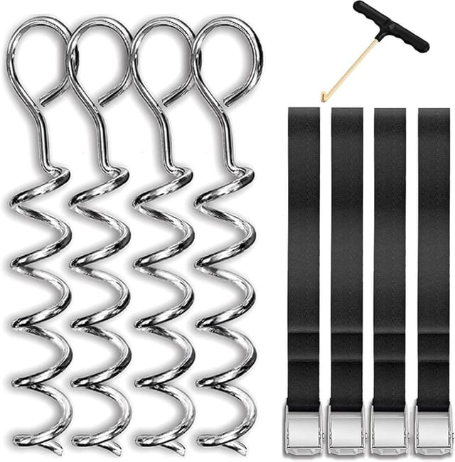 4er Set Erdanker-set Fur Trampolin, Garten, Camping Und Zelt, Schraubbare Robuste Bodenanker